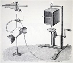 Konig's flame manometer for demonstrating the vibration of sounds