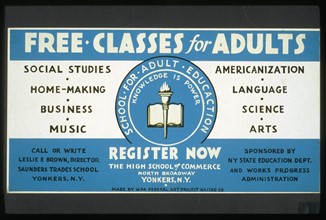 Poster announcing free adult education classes