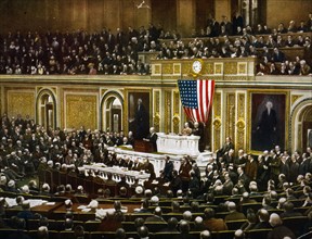 President Woodrow Wilson delivering a speech