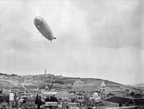 German Zeppelin aircraft flying over Jerusalem