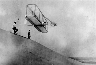 A glider test by the Wright Brothers