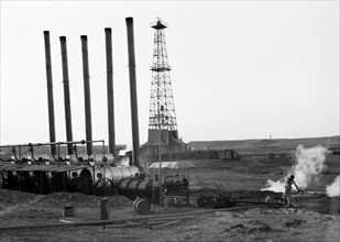 An oil drilling tower