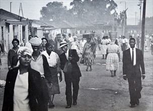 South african black workers rise early at a segreagted township near johannesburg