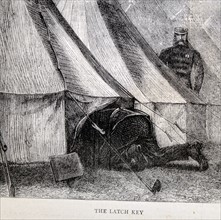 Military camp in England, a soldier returns to his tent after hours but is observed by a Sargent