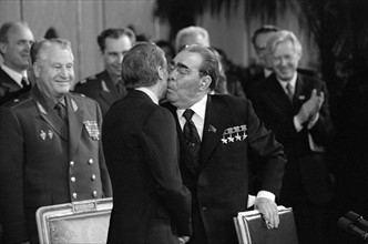 Photograph of Soviet Leader Leonid Brezhnev and President Jimmy Carter