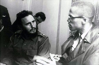 Photograph of Fidel Castro and Malcolm X