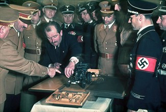 Colour photograph of Ferdinand Porsche and Adolf Hitler