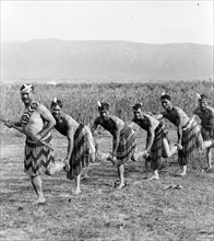 Photograph of Maori Men doing the Haka Dance
