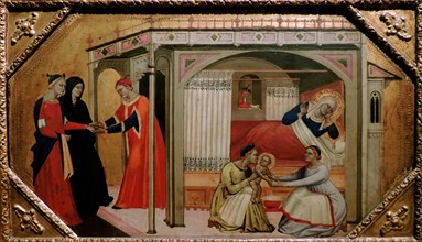 The Birth of the Virgin Mary by the Master of the Ashmolean Predella.