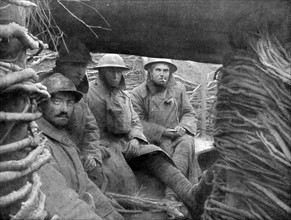 British and French troops rest in trenches in France