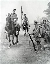 Lord Haig greets canadian troops in France during WWI August 1918