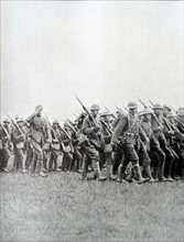 American infantry on the move during WWI