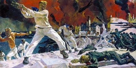 The Defense of Sebastopol painted by Alexander Deyneka (1899-1969)
