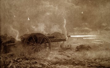 French artillery in action in France during the spring of 1918. WWI