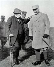 French Prime minister Clemenceau and Marshall Petain reviewing positions during WWI
