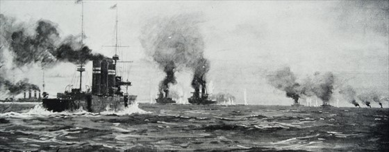 WWI Battle of the Falkland Islands in December 1914