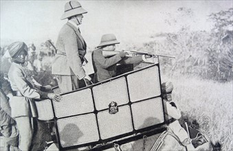 King George V of Great Britain hunting a tiger in India 1911