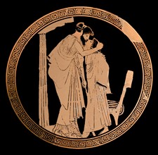 Greek dish depicting an erastes (lover) and an eromenos (beloved) kissing