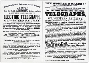 Adverts for the introduction of the telegraph on the Great Western Railway in England
