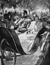 Queen Victoria of Great Britain and Prince Albert riding in a carriage 1840.