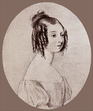 Portrait dated  1831 of Queen Victoria of Great Britain aged 12