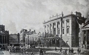 Bank of England and Mansion House in the city of London