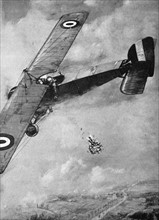 British WWI aircraft dropping a wreath above German lines