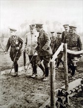 Allied generals Douglas Haig and General Foch at the battle front WWI 1915