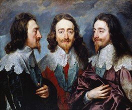 Sir Anthony Van Dyck; Triptych portrait of King Charles I of England