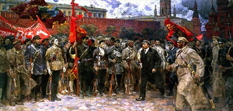 Vladimir Kholuyev  (Soviet Russian Socialist realist artist);    Soldiers of the Revolution 1964