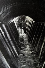 German tunnel trench in France during   WWI 1915