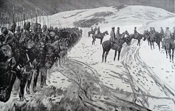 General Sir John French reviews Indian cavalry in France during  WWI 1915