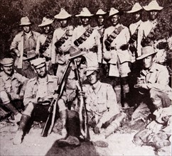 Ghurkhas and their British officers at Gallipoli; during WWI 1915