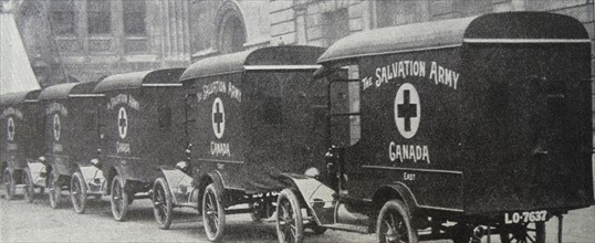 Salvation army ambulances for the Red Cross to use in Russia; WWI 1916