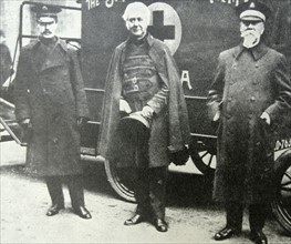 General Bramwell Booth with Salvation army ambulances