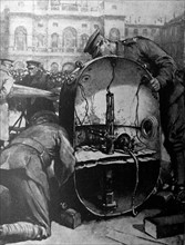 German sea mine is displayed in London during WWI 1917