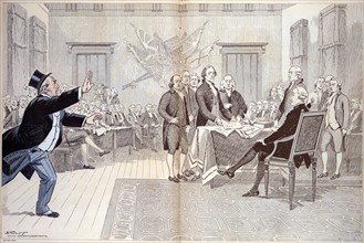 A sketch after Trumbull's painting, "The Declaration of Independence"