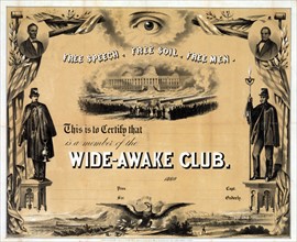 Membership certificate for the Wide-Awake Club