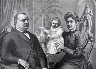 President Grover Cleveland with his wife and children