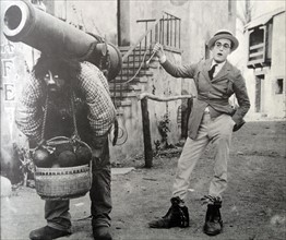 Harold Lloyd and john Aasen (Giant) in 'why worry' a 1923 American comedy silent film