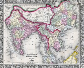 19th Century Map of India, Tibet, China and Southeast Asia