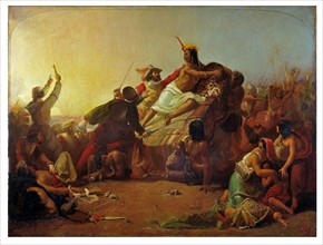 Painting tilted "Pizarro Seizing the Inca of Peru"