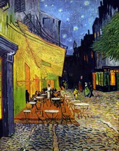 Painting titled "Cafe Terrace at Night"