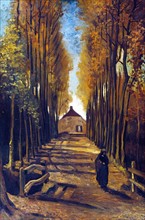 Painting tilted "Pappelallee im Herbst"