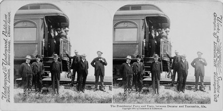 President McKinley with others at the back of the presidential train