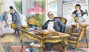 President McKinley sitting at his desk in the oval office