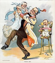 President McKinley as a father holding an infant