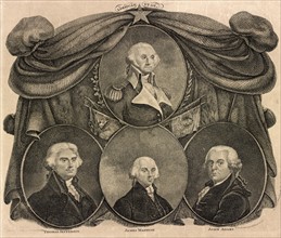 Portraits of Washington, Jefferson, Madison and Adams