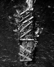 Planes aboard the deck of the USS Thetis Bay