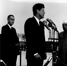 John F Kennedy welcomes Indian Prime Minister Jawaharlal Nehru;